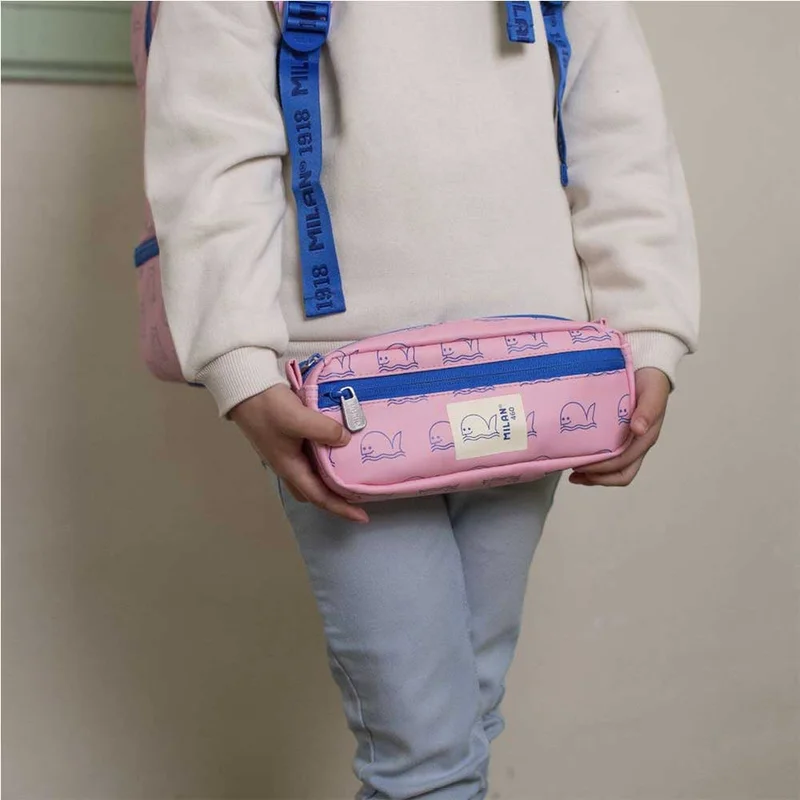 Milan Pencil case 460, 2 zippers, light pink