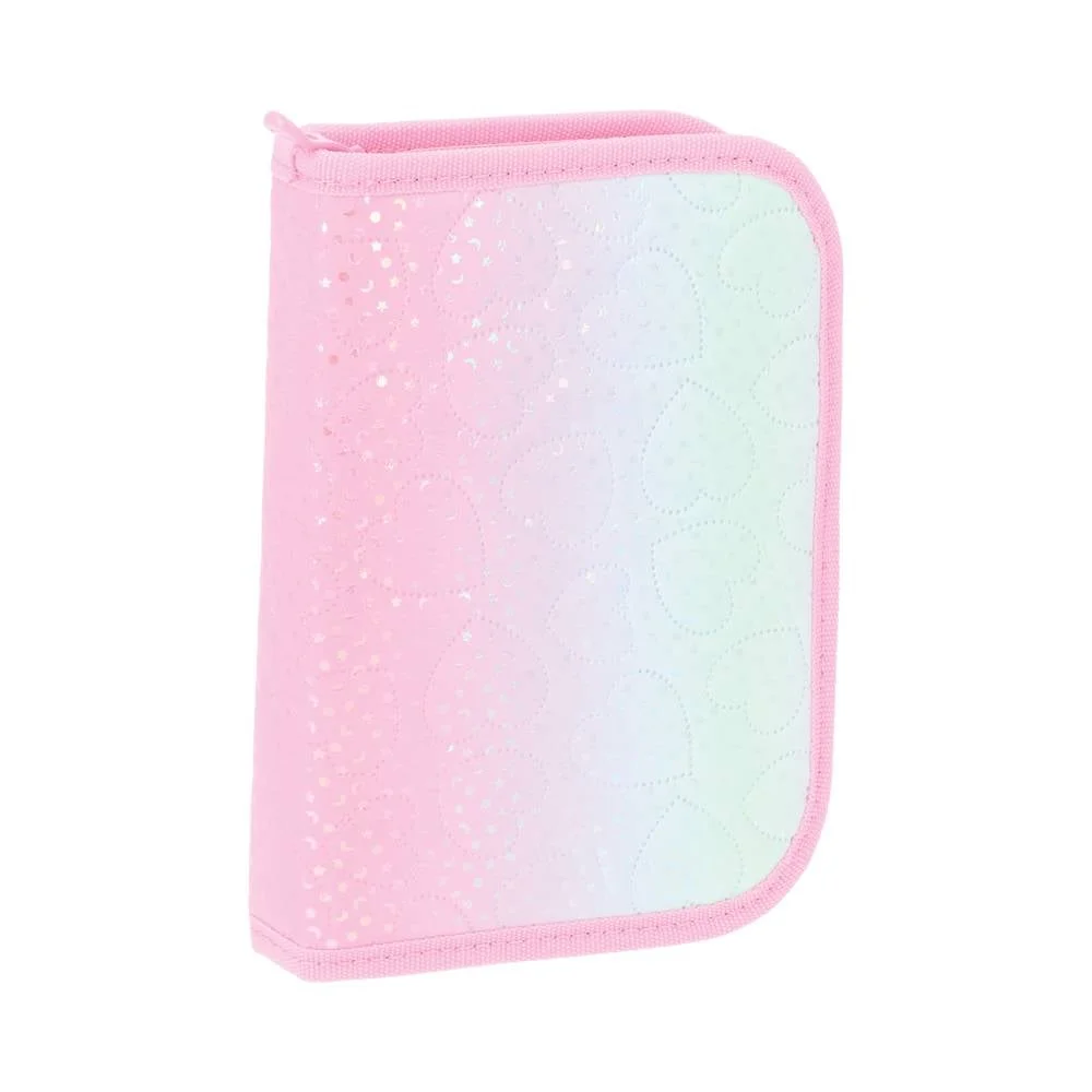 Statovac Decker Pencil Case, single zipper, filled, pink