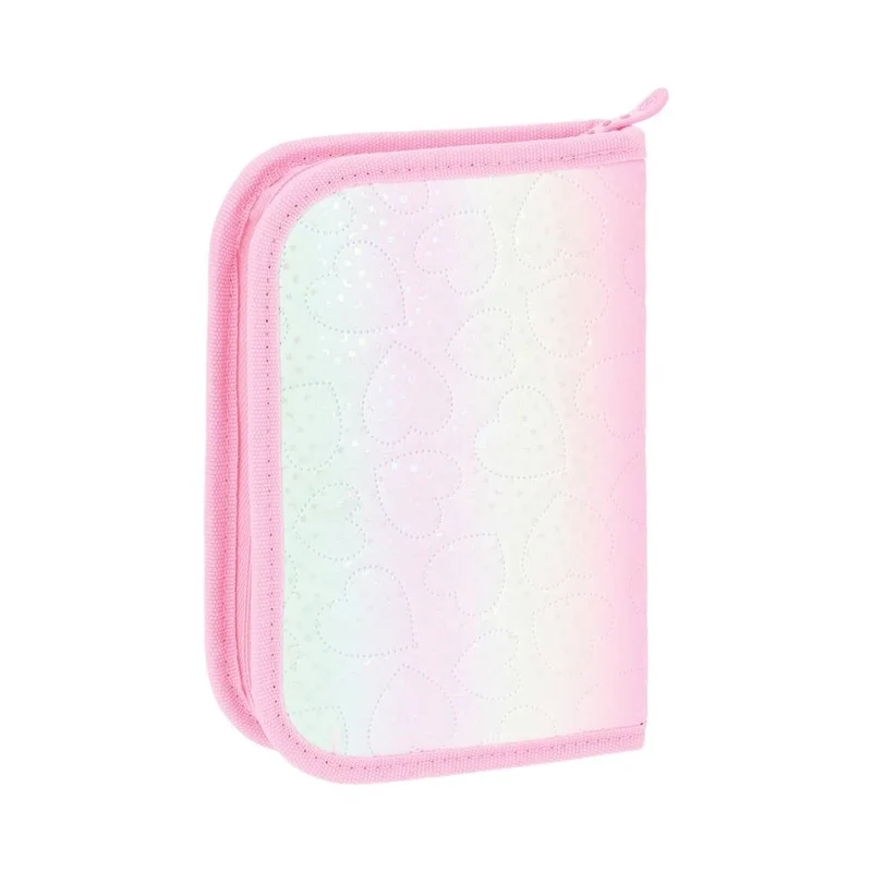 Statovac Decker Pencil Case, single zipper, filled, pink