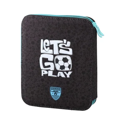 Statovac Double Grande Pencil Case, two zippers, filled, football