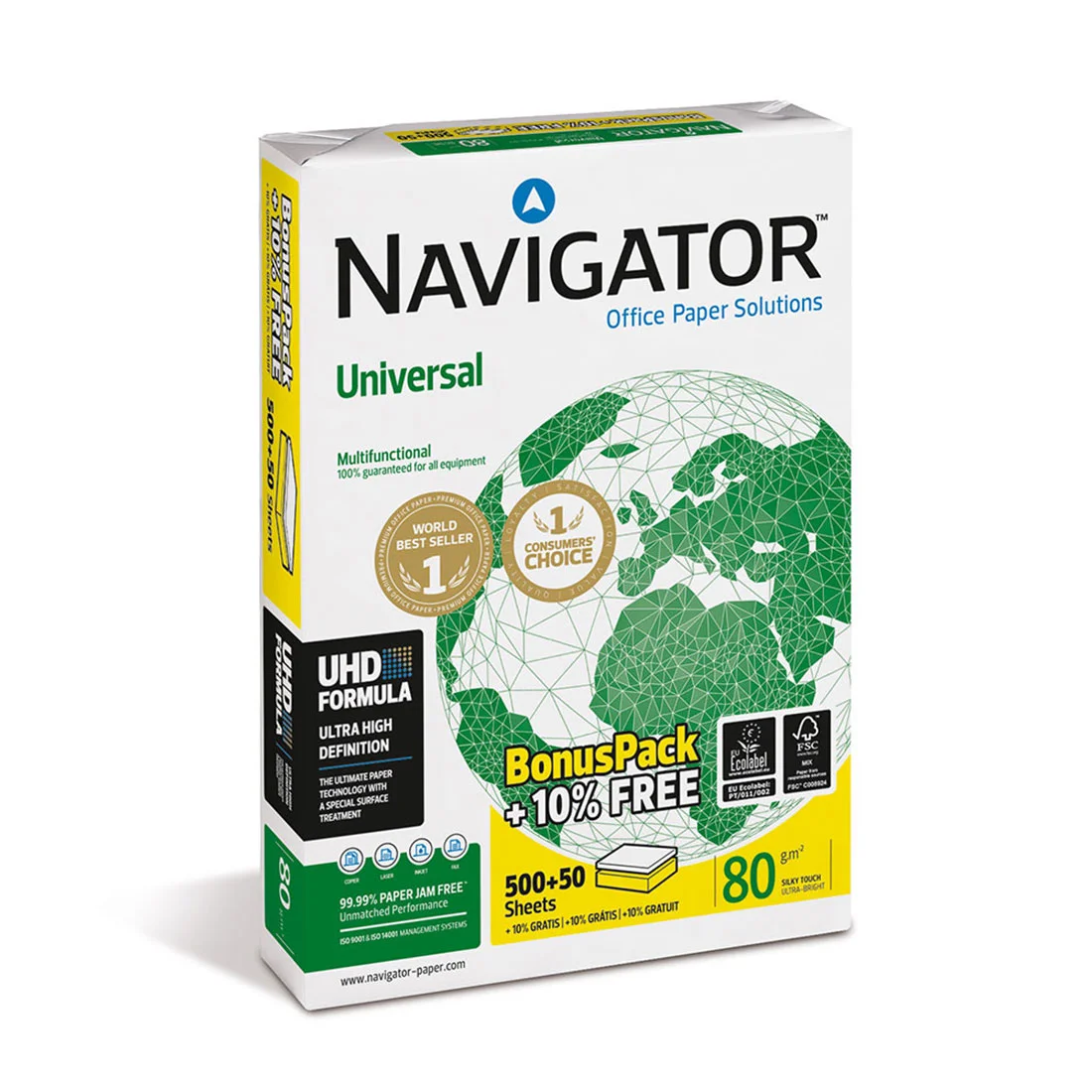 Copy paper Navigator Universal, A4, 80 g/m?, 550 sheets