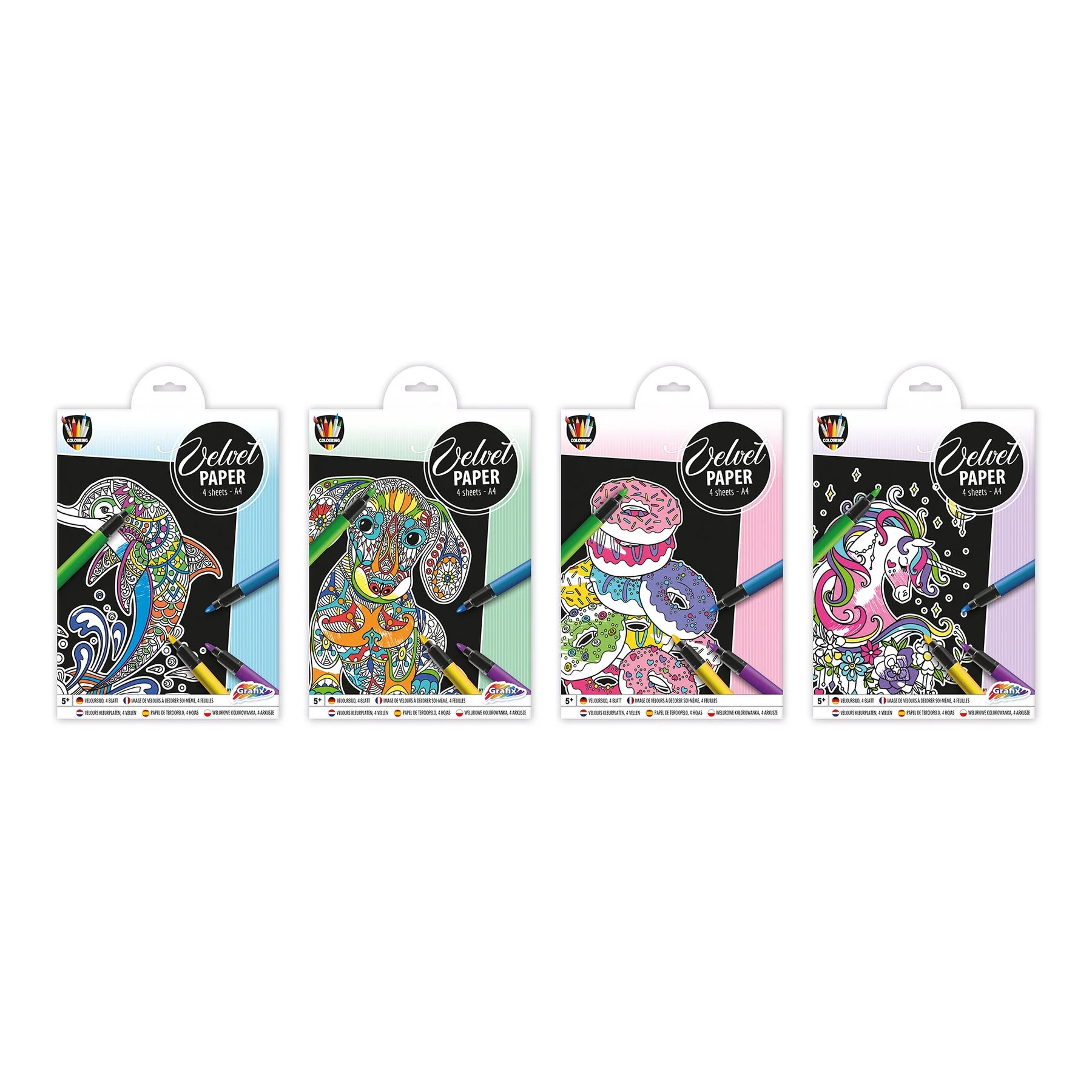 Moxy Coloring kit on velvet paper, assorted, 48 pcs