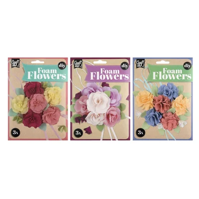 Craft ID Make your own foam paper flowers, assorted, 48 pcs