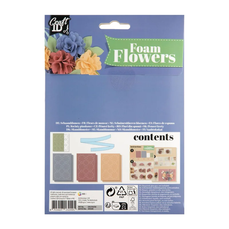 Craft ID Make your own foam paper flowers, blue