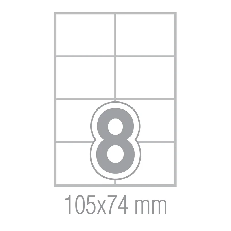 Office 1 Самозалепващи се етикети, A4, 105 x 74.25 mm, прави ъгли, 100 листа