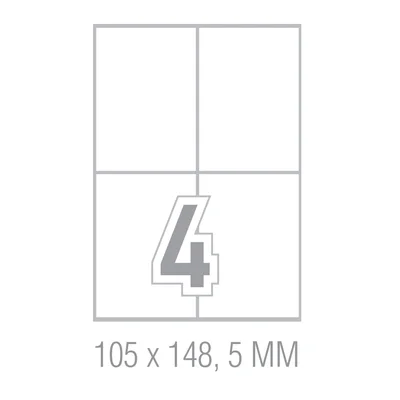 Office 1 Self-adhesive labels, A4, 105 x 148.5 mm, straight corners, 100 sheets