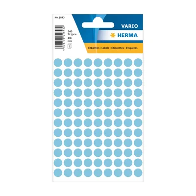 Herma Самозалепващи се етикети, кръгли, диаметър 8 mm, 108 броя на лист, 5 листа, сини