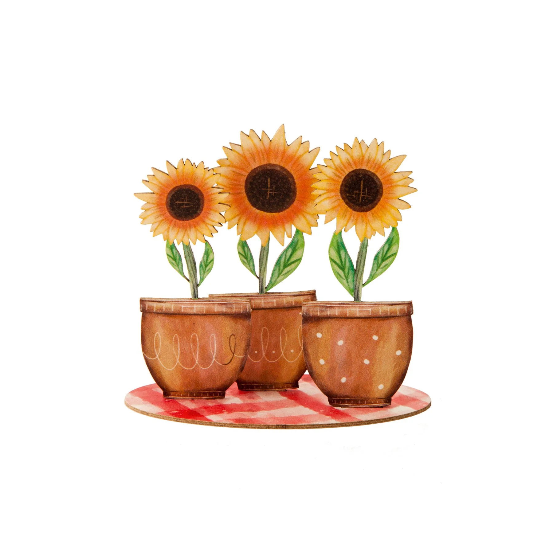 Gespaensterwald 3D Card, sunflowers, wooden