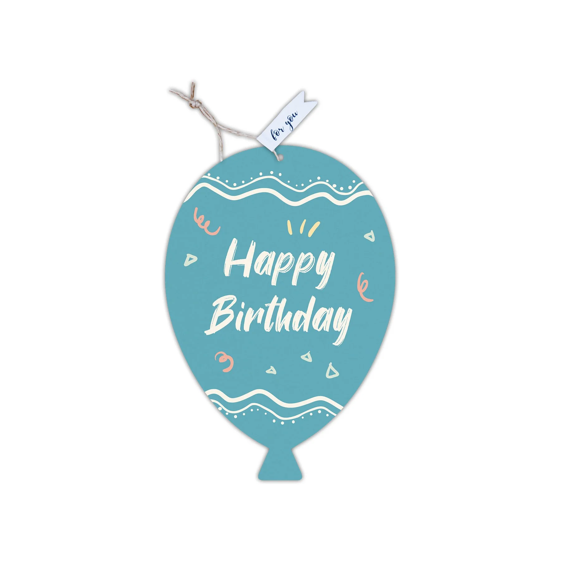 Gespaensterwald Greeting card-tag Happy Birthday, balloon
