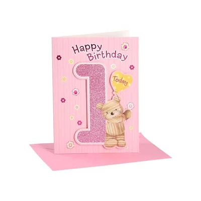 Festa Greeting Card, for a 1st Birthday, kids, assorted, 1 pc