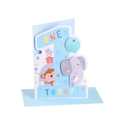 Festa Greeting Card, for a 1st Birthday, kids, assorted, 1 pc