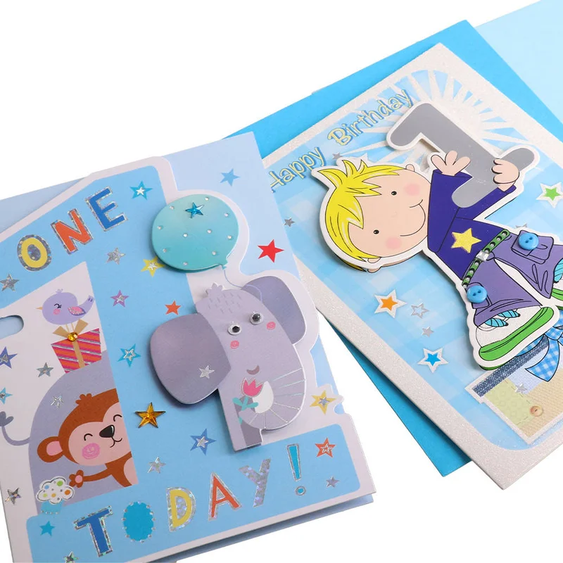 Festa Greeting Card, for a 1st Birthday, kids, assorted, 1 pc