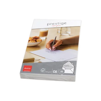 Elco Envelope with watermark, C6, 114 x 162 mm, 100 g, triangular flap with self-adhesive strip, white, 25 pcs