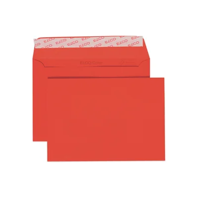 Elco Envelope, C6, 114 x 162 mm, 100 g, straight flap with self-adhesive strip, red, 25 pieces
