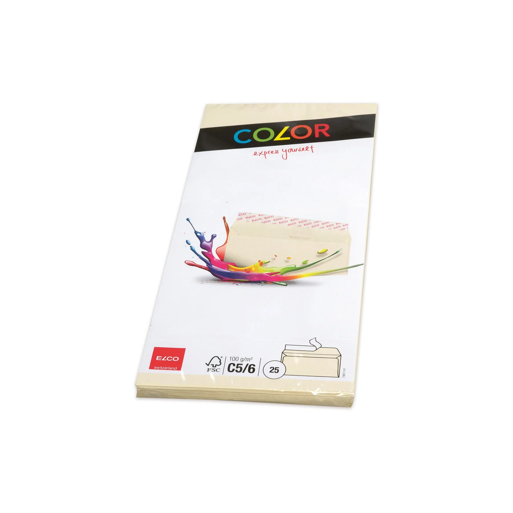 Elco Envelope, C6/5, 114 x 229 mm, 100 g, straight flap with adhesive strip, cream, 25 pieces