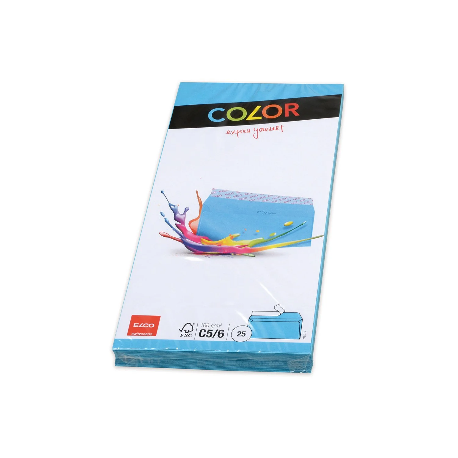 Elco Envelope, C6/5, 114 x 229 mm, 100 g, straight flap with self-adhesive strip, light blue, 25 pieces