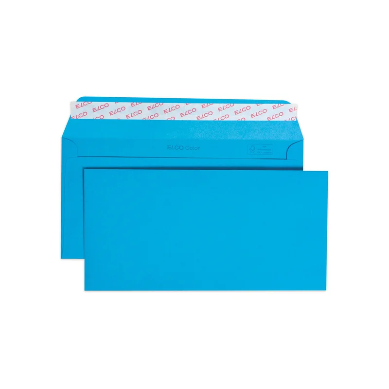 Elco Envelope, C6/5, 114 x 229 mm, 100 g, straight flap with self-adhesive strip, light blue, 25 pieces