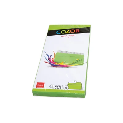 Elco Envelope, C6/5, 114 x 229 mm, 100 g, straight flap, peel & seal, light green, 25 pcs