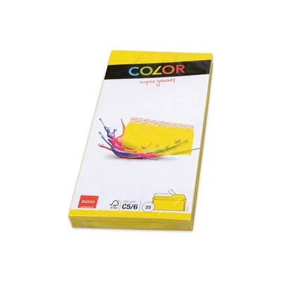 Elco Envelope, C6/5, 114 x 229 mm, 100 g, straight flap with self-adhesive strip, yellow, 25 pieces