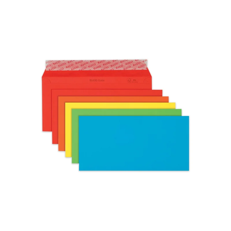 Elco Envelope, C6/5, 114 x 229 mm, 100 g, straight flap with self-adhesive strip, colored, assorted 5 colors, 20 pcs