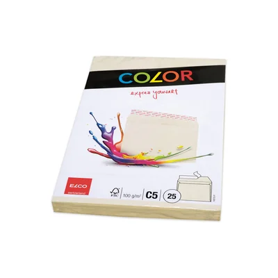 Elco Envelope C5, 162 x 229 mm, 100 g, straight flap, self-seal, cream, 25 pcs