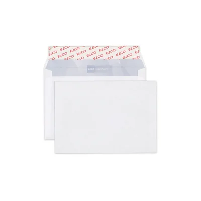 Elco Envelope, C6, 114 x 162 mm, 80 g, straight flap with self-adhesive strip, white, 200 pieces