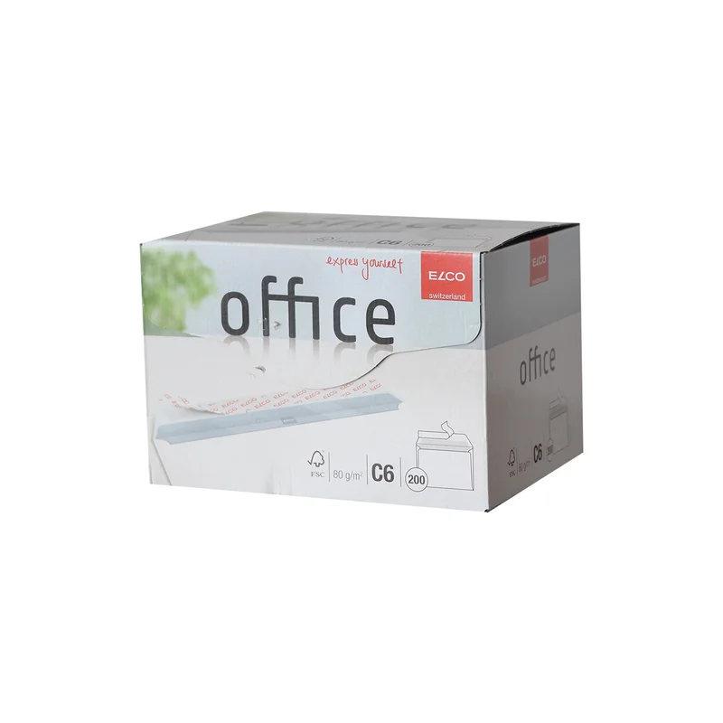Elco Envelope, C6, 114 x 162 mm, 80 g, straight flap with self-adhesive strip, white, 200 pieces