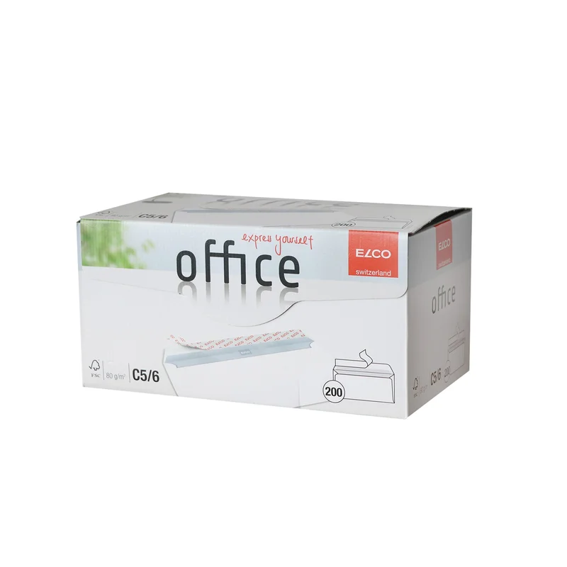 Elco Envelopes C6/5, 114 x 229 mm, 80 g, straight flap, self-seal, white, 200 pcs