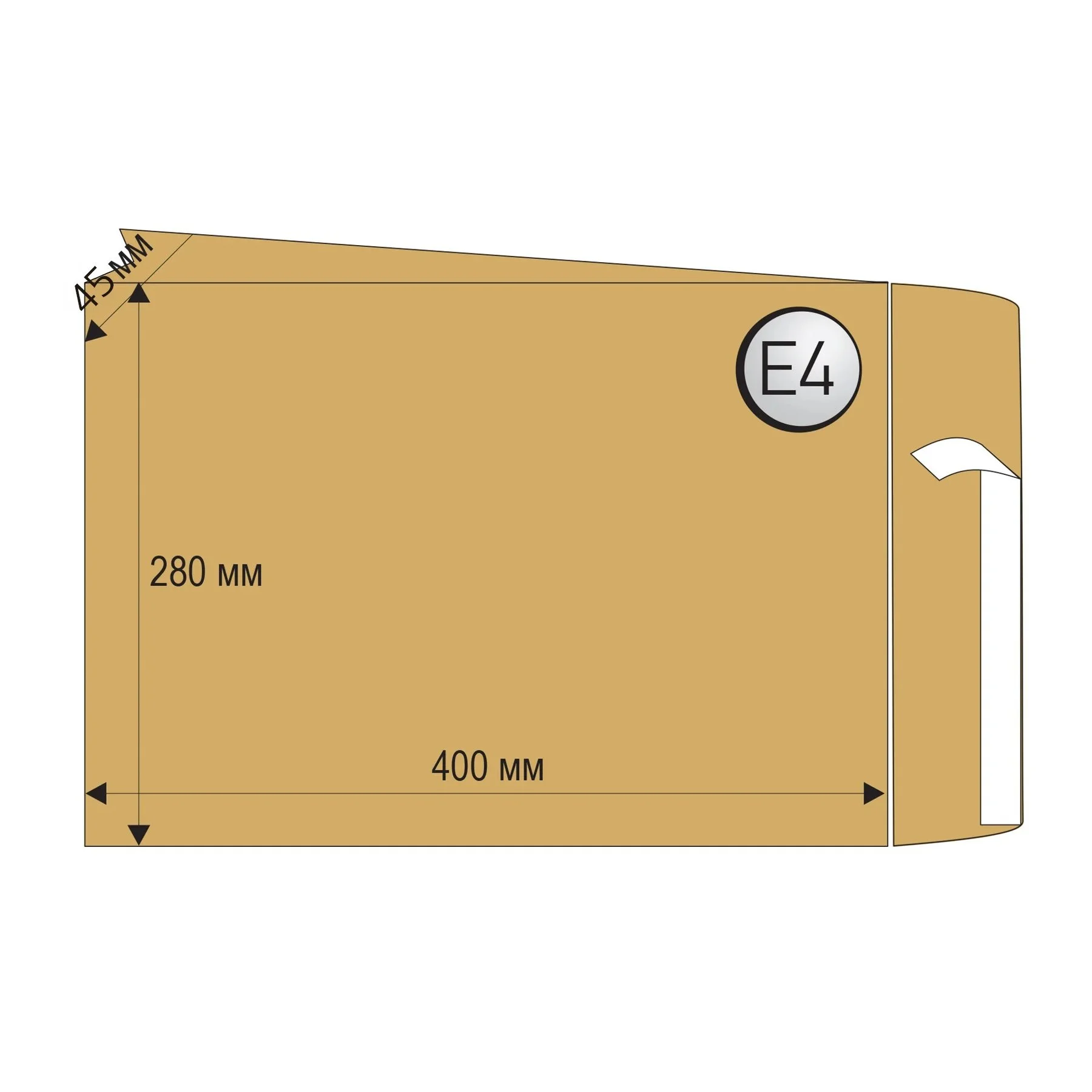 Top Office Envelope, E4, 280 x 400 mm, paper, with expansion, self-adhesive strip, brown, 250 pcs