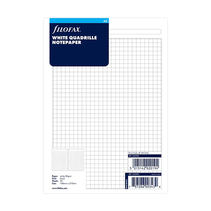 Filofax Refill for Organizer, A5, squared, 25 sheets
