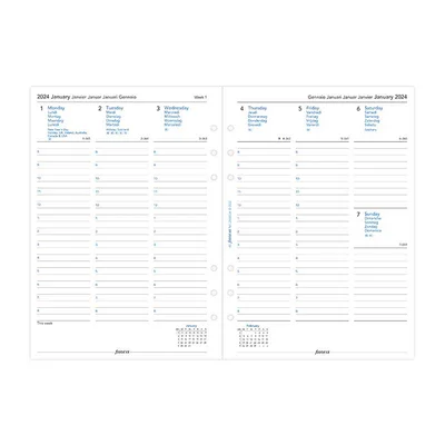Filofax Refill for organizer Classic, A5, for 2024, 1 week on 2 pages, vertical