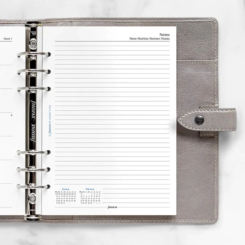 Filofax Refill Classic A5, for 2024, week on one page, notes