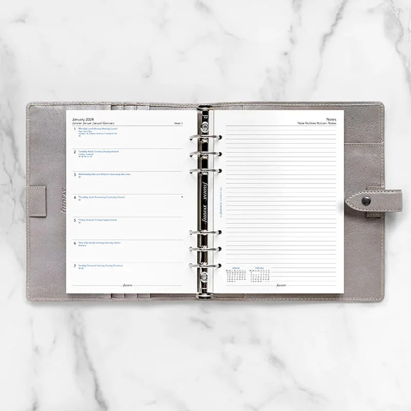 Filofax Refill Classic A5, for 2024, week on one page, notes