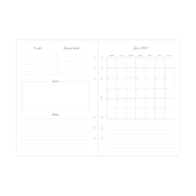 Filofax Refill for Organizer Eco, A5, for 2024, 1 Week on 2 Pages