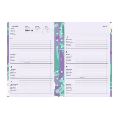 Filofax Refill Floral, A5, for 2024, One Week on Two Pages