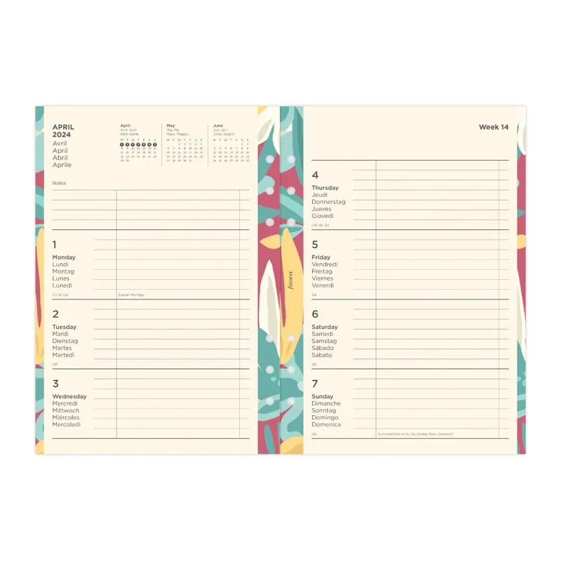 Filofax Refill Floral, A5, for 2024, One Week on Two Pages