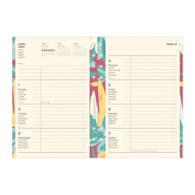 Filofax Refill Floral, A5, for 2024, One Week on Two Pages