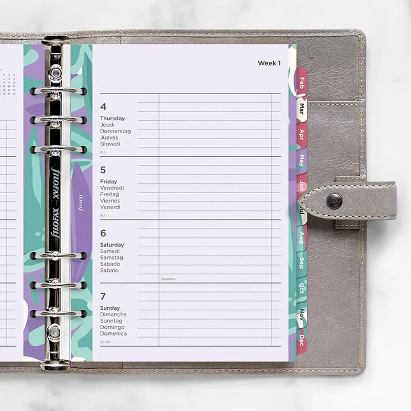 Filofax Refill Floral, A5, for 2024, One Week on Two Pages