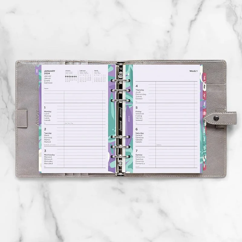 Filofax Refill Floral, A5, for 2024, One Week on Two Pages