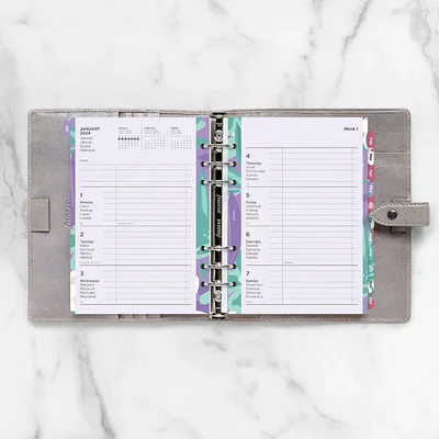 Filofax Refill Floral, A5, for 2024, One Week on Two Pages