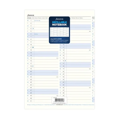 Filofax Refill for Notebook, A4, for 2024, 1 Year per Page, Fold-Out