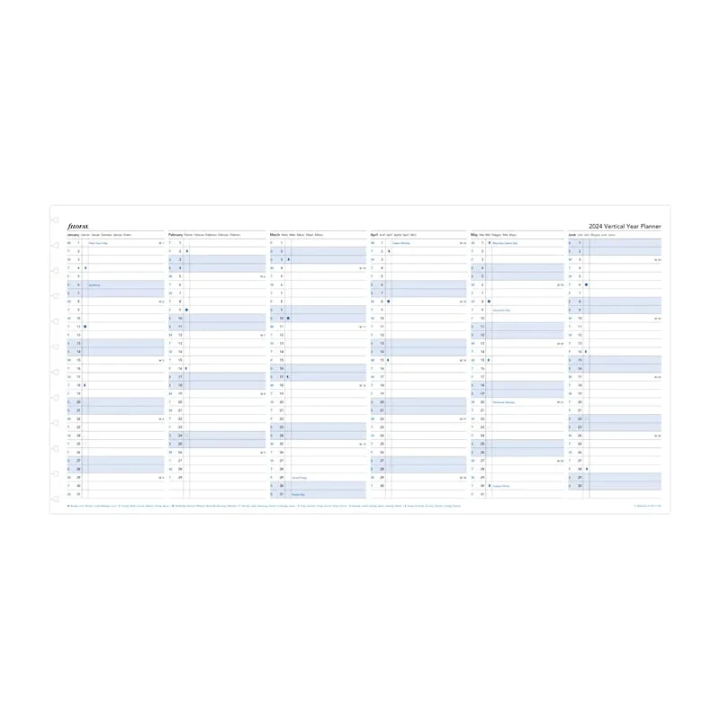 Filofax Refill for Notebook, A4, for 2024, 1 Year per Page, Fold-Out