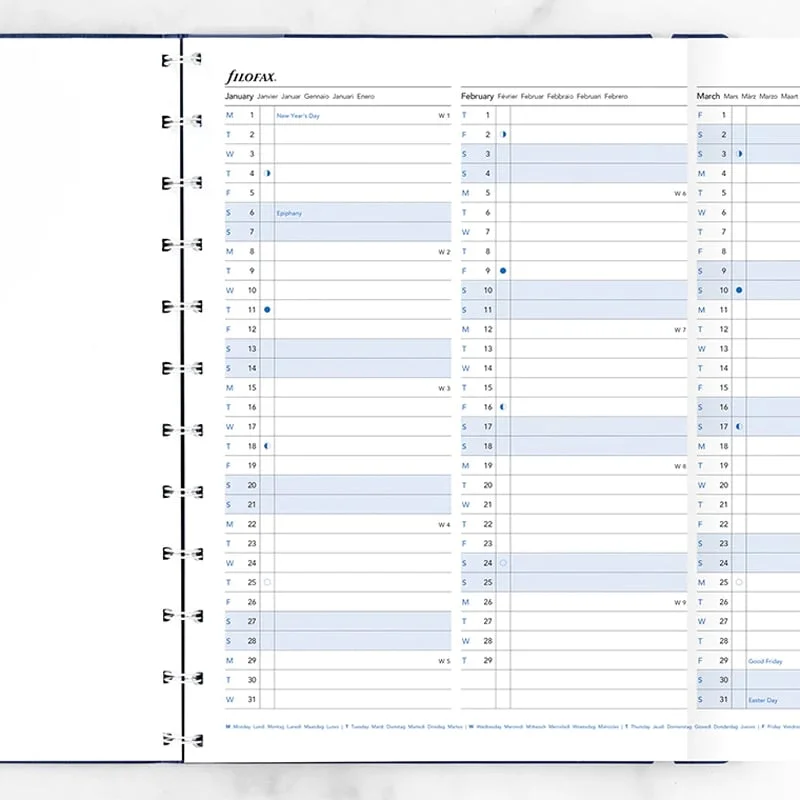 Filofax Refill for Notebook, A4, for 2024, 1 Year per Page, Fold-Out