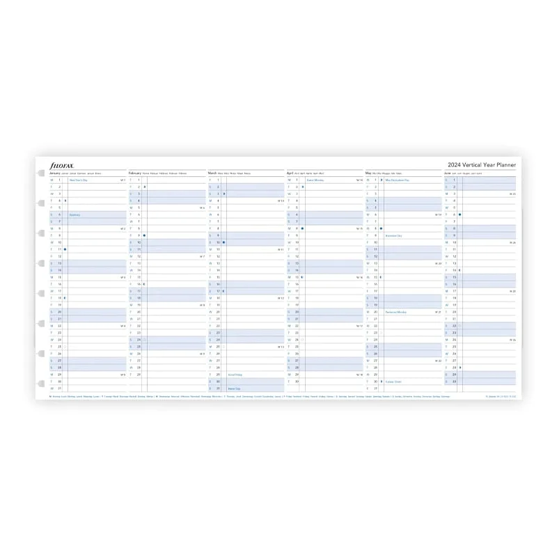 Filofax Diary Refill, A5, for 2024, 1 year per view