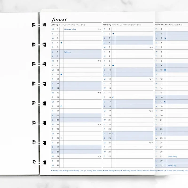 Filofax Diary Refill, A5, for 2024, 1 year per view