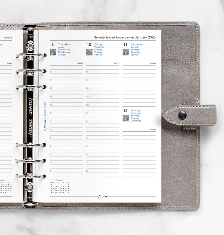Filofax Refill for Organizer Classic, A5, for 2025, 1 week on 2 pages, vertical
