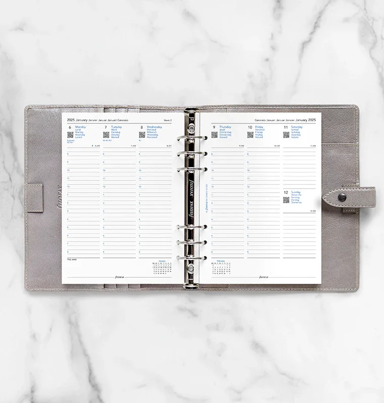 Filofax Refill for Organizer Classic, A5, for 2025, 1 week on 2 pages, vertical