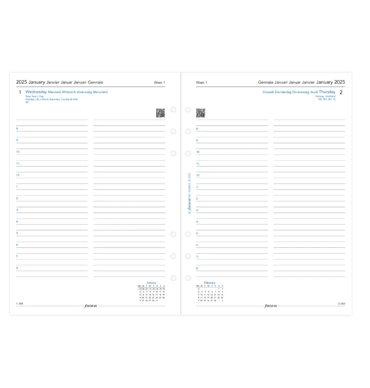 Filofax Refill for organizer Classic, A5, for 2025, 1 day per page