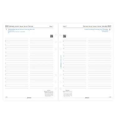 Filofax Refill for organizer Classic, A5, for 2025, 1 day per page