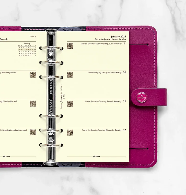 Filofax Refill Classic, Personal, cream paper, for 2025, 1 week on 2 pages